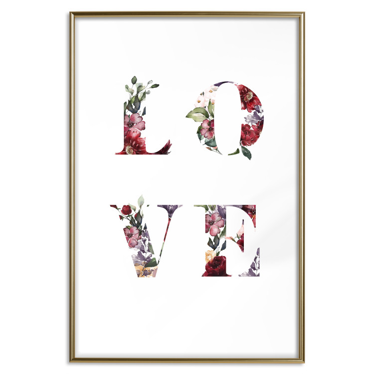 Poster Love in Flowers - text with colorful flowers in English inscription 124449 additionalImage 20