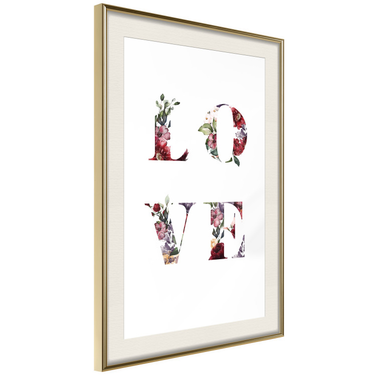 Poster Love in Flowers - text with colorful flowers in English inscription 124449 additionalImage 2