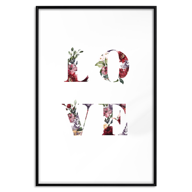 Poster Love in Flowers - text with colorful flowers in English inscription 124449 additionalImage 17