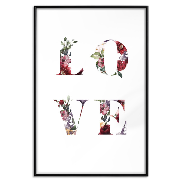 Poster Love in Flowers - text with colorful flowers in English inscription 124449 additionalImage 24