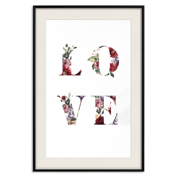 Poster Love in Flowers - text with colorful flowers in English inscription 124449 additionalImage 18