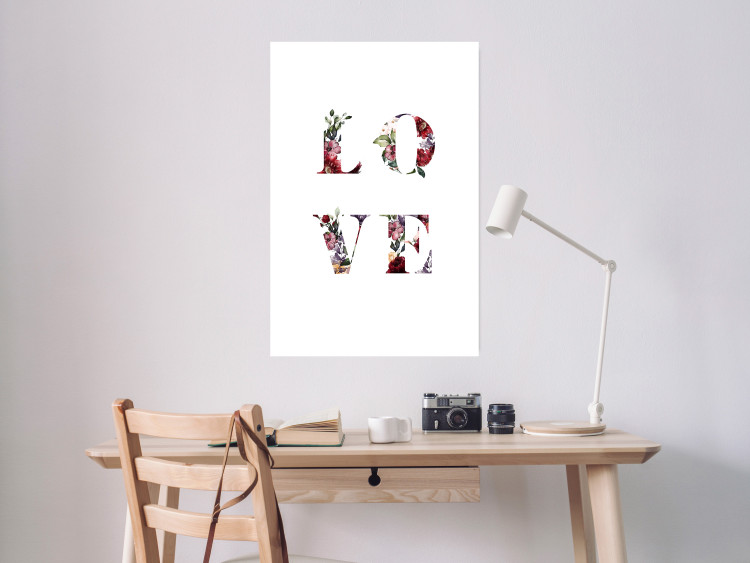 Poster Love in Flowers - text with colorful flowers in English inscription 124449 additionalImage 4