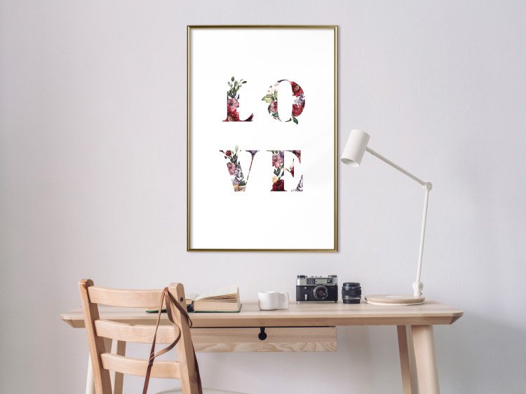 Poster Love in Flowers - text with colorful flowers in English inscription 124449 additionalImage 15