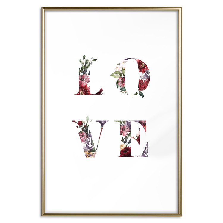 Poster Love in Flowers - text with colorful flowers in English inscription 124449 additionalImage 16