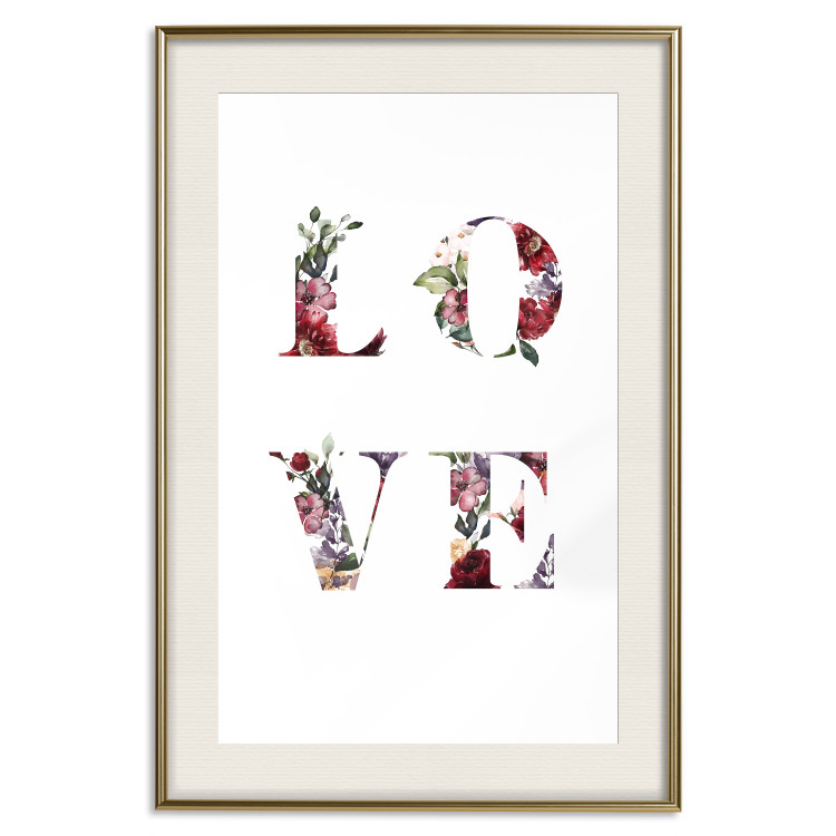 Poster Love in Flowers - text with colorful flowers in English inscription 124449 additionalImage 19