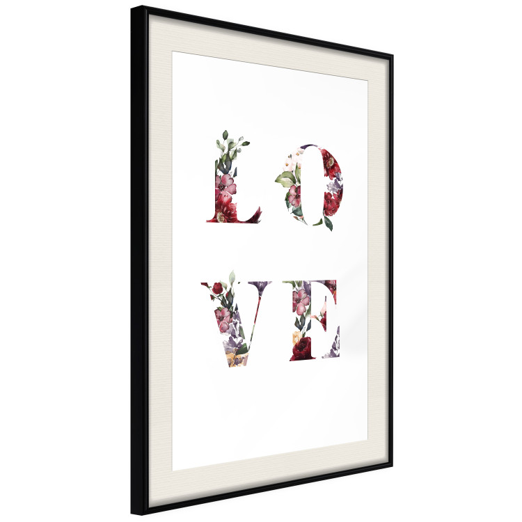 Poster Love in Flowers - text with colorful flowers in English inscription 124449 additionalImage 3