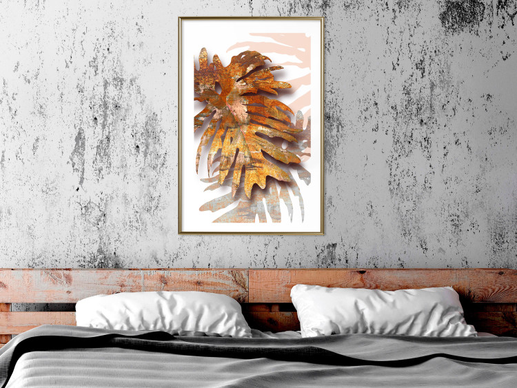 Wall Poster Autumn Memories - autumn leaf with a brown metallic texture 125449 additionalImage 15