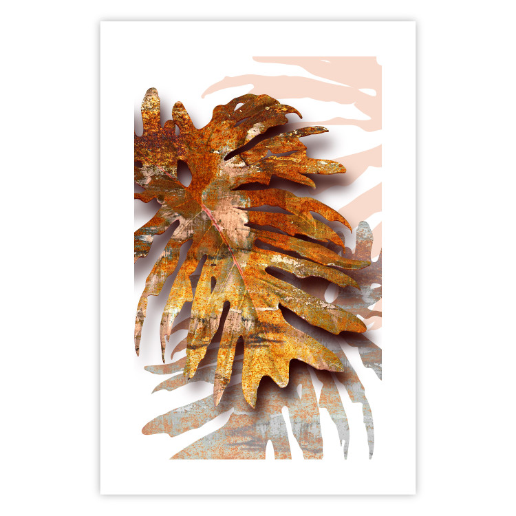Wall Poster Autumn Memories - autumn leaf with a brown metallic texture 125449 additionalImage 18