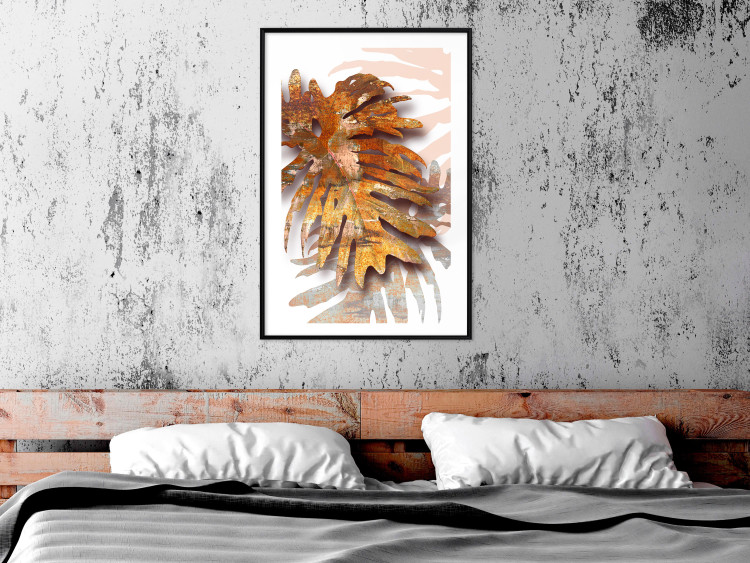 Wall Poster Autumn Memories - autumn leaf with a brown metallic texture 125449 additionalImage 6