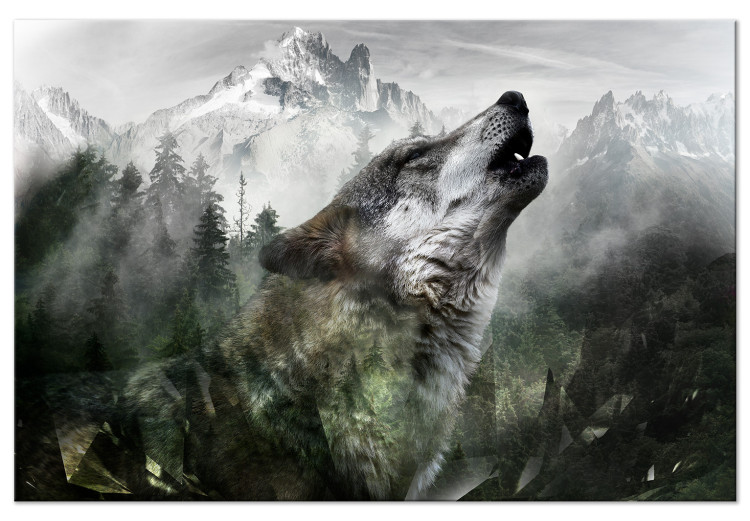 Canvas Art Print Howling Wolf (1 Part) Wide 125949