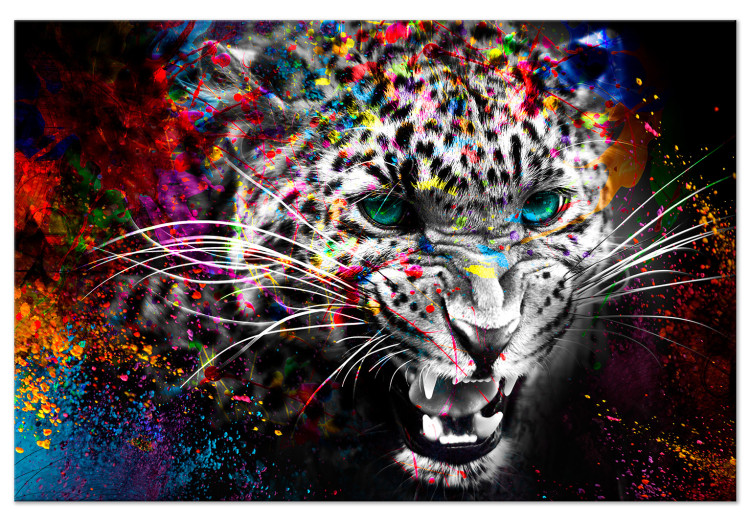 Canvas Hunter (1-part) vertical - abstract colorful wild animal 128349