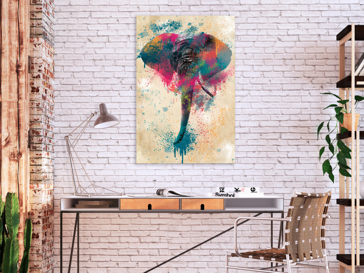 Canvas Print Elephant's Trunk (1-part) vertical - futuristic multicolored elephant 128849 additionalImage 3