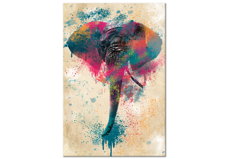 Canvas Print Elephant's Trunk (1-part) vertical - futuristic multicolored elephant 128849