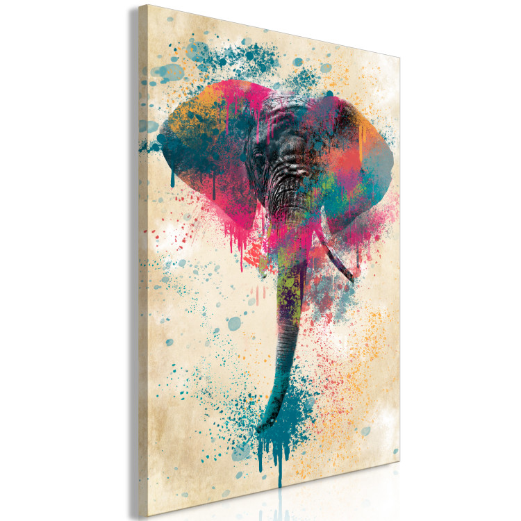 Canvas Print Elephant's Trunk (1-part) vertical - futuristic multicolored elephant 128849 additionalImage 2