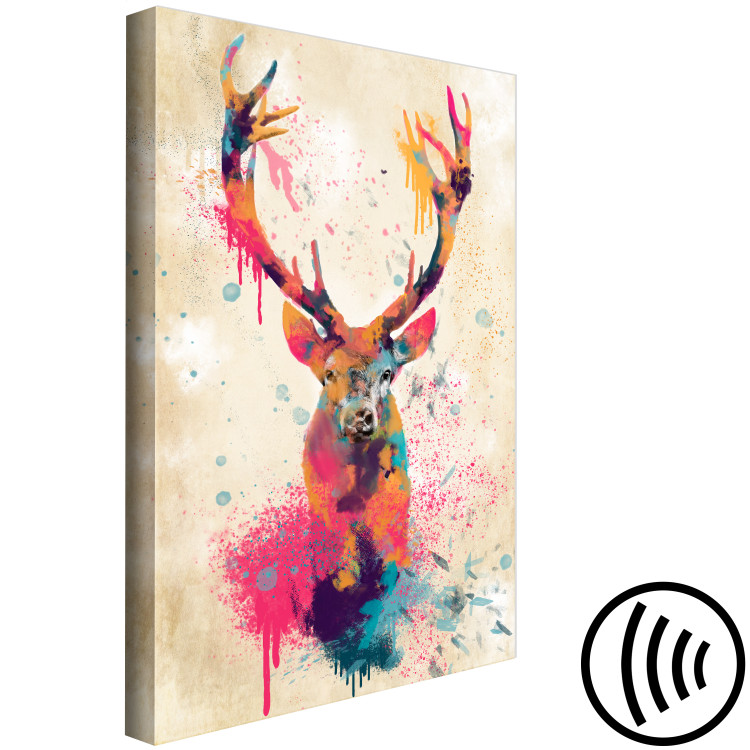 Canvas Watercolor Deer (1-part) vertical - abstract colorful animal 128949 additionalImage 6