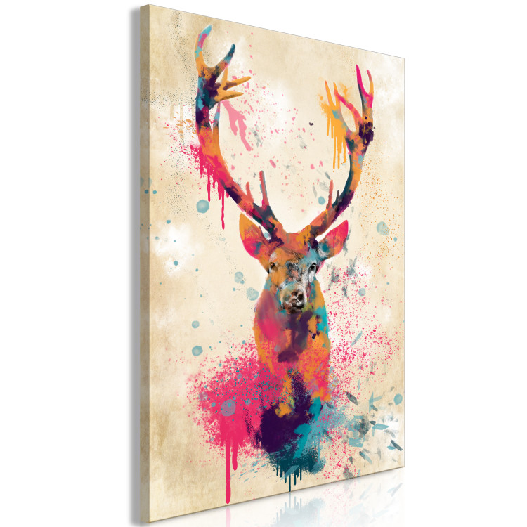 Canvas Watercolor Deer (1-part) vertical - abstract colorful animal 128949 additionalImage 2