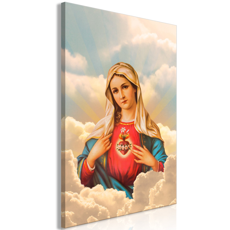 Canvas Art Print Mary (1-part) vertical - figure of the Virgin Mary among clouds 129349 additionalImage 2