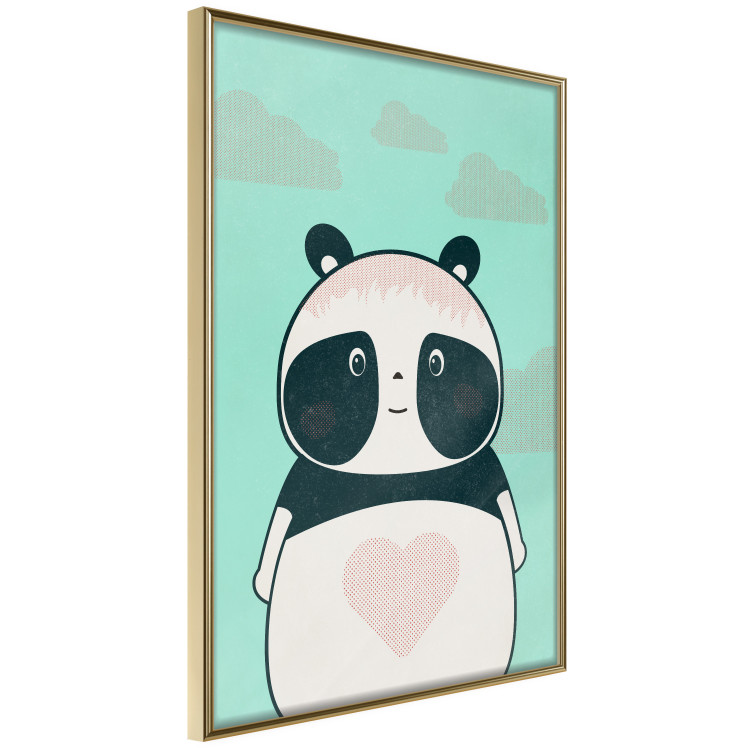 Poster Caring Panda - cute panda with a heart on light blue background 129549 additionalImage 12