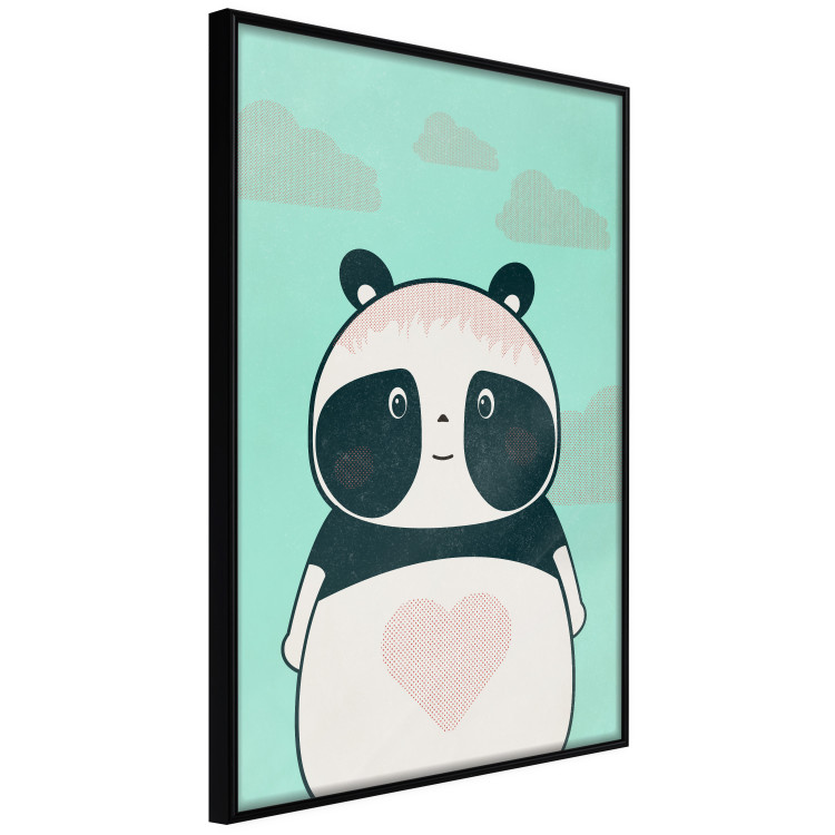 Poster Caring Panda - cute panda with a heart on light blue background 129549 additionalImage 11