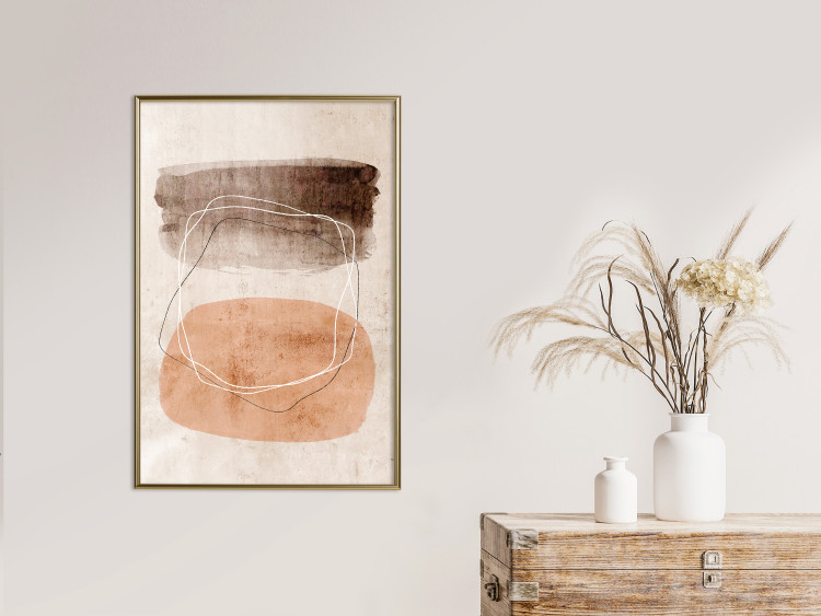 Poster Vibrating Figures - abstract line art and figures on a beige texture 131849 additionalImage 10