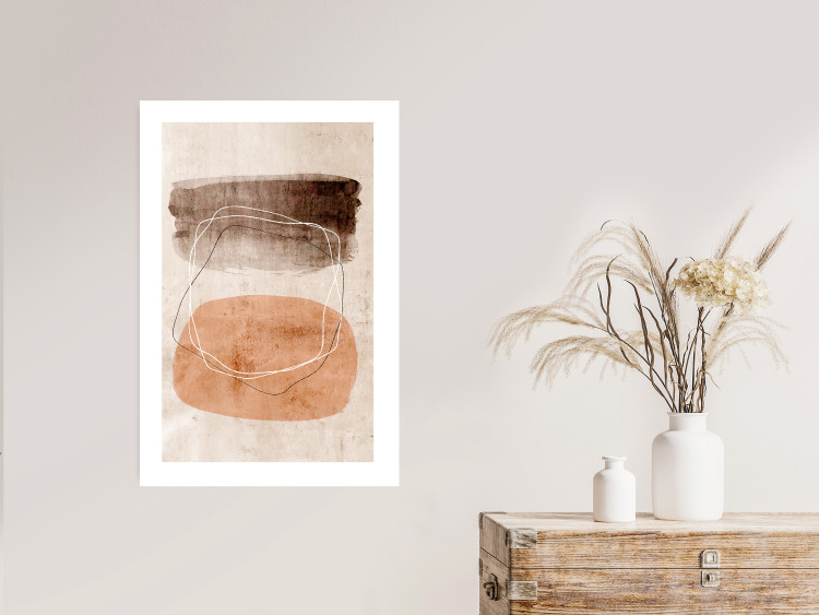 Poster Vibrating Figures - abstract line art and figures on a beige texture 131849 additionalImage 8