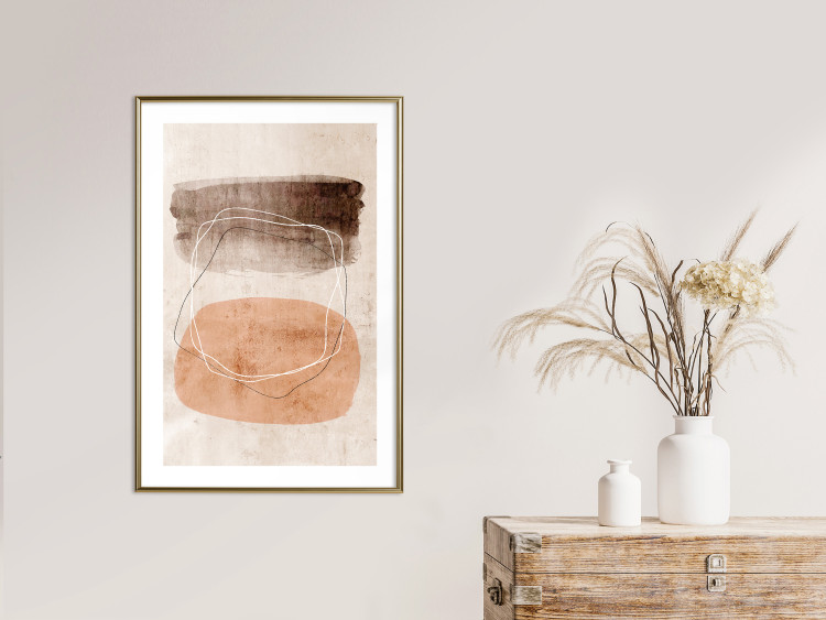 Poster Vibrating Figures - abstract line art and figures on a beige texture 131849 additionalImage 15
