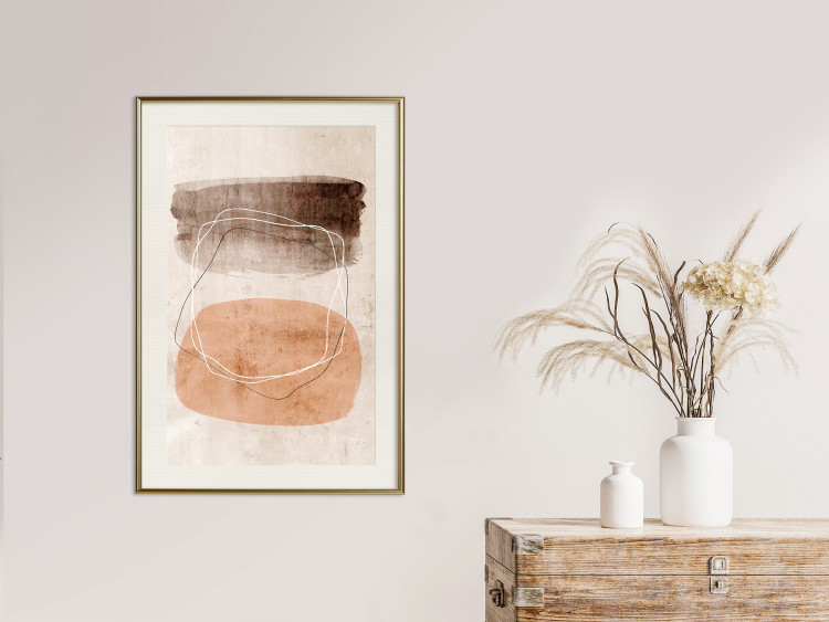 Poster Vibrating Figures - abstract line art and figures on a beige texture 131849 additionalImage 22
