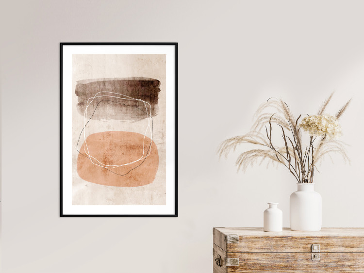 Poster Vibrating Figures - abstract line art and figures on a beige texture 131849 additionalImage 18