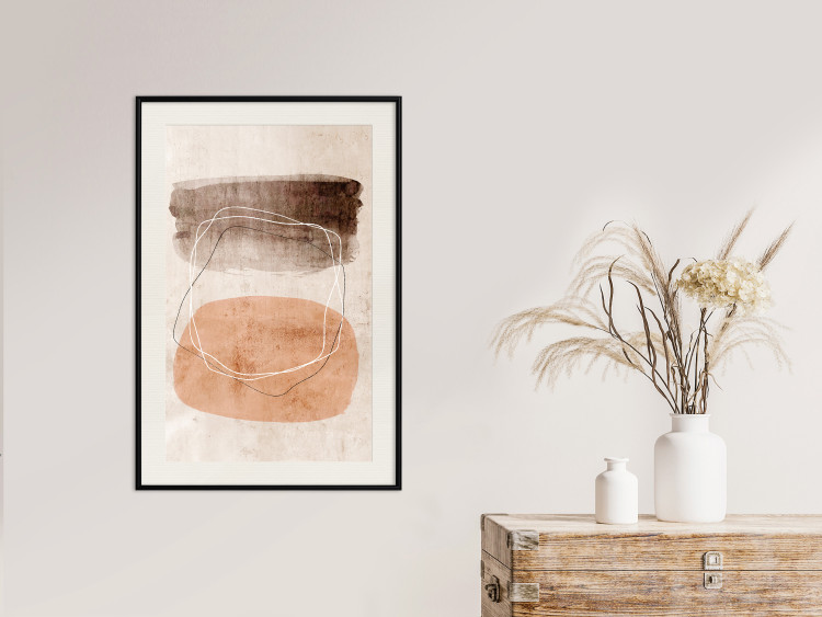 Poster Vibrating Figures - abstract line art and figures on a beige texture 131849 additionalImage 24