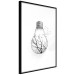Wall Poster Winter Birds - black and white light bulb with tree and birds on a white background 131949 additionalThumb 6