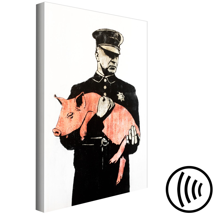 Canvas Print Policeman with a pig - graphic inspired by Banksy's street art 132449 additionalImage 6
