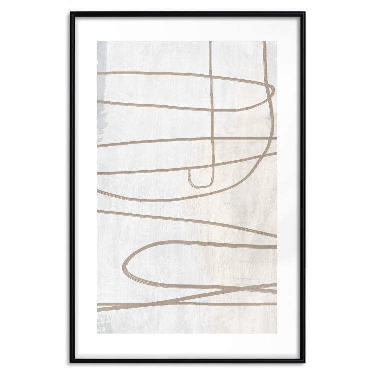 Poster Brush Stroke - pattern of brown and swirling lines in abstract style 134349 additionalImage 20