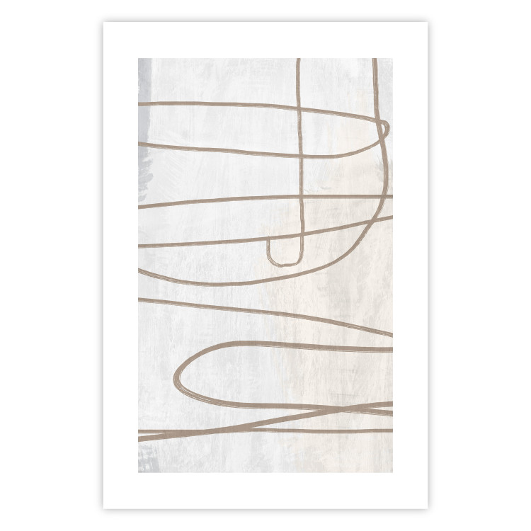 Poster Brush Stroke - pattern of brown and swirling lines in abstract style 134349 additionalImage 18
