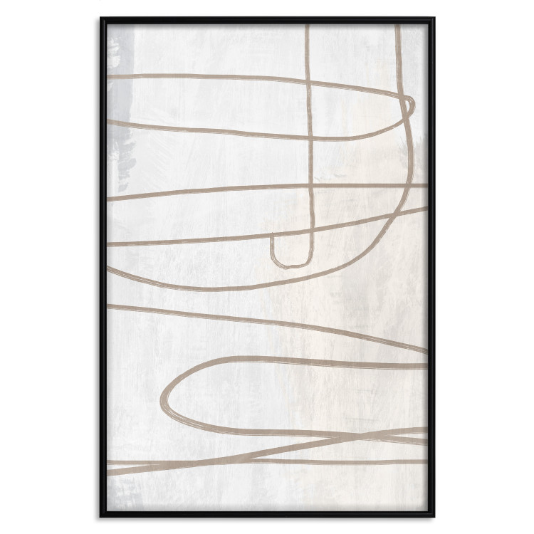 Poster Brush Stroke - pattern of brown and swirling lines in abstract style 134349 additionalImage 18