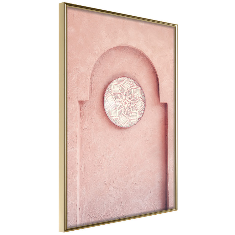 Poster Pink Niche - wall architecture with a hanging decorated circle 134749 additionalImage 12
