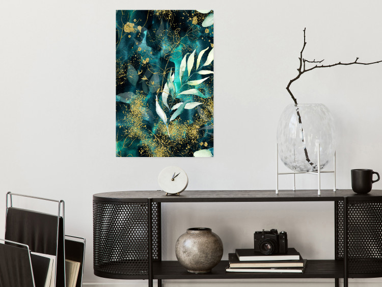 Wall Poster Starry Nature - green and golden plant abstraction in leaves 136049 additionalImage 15