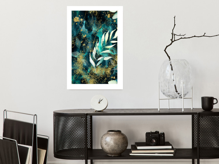 Wall Poster Starry Nature - green and golden plant abstraction in leaves 136049 additionalImage 9