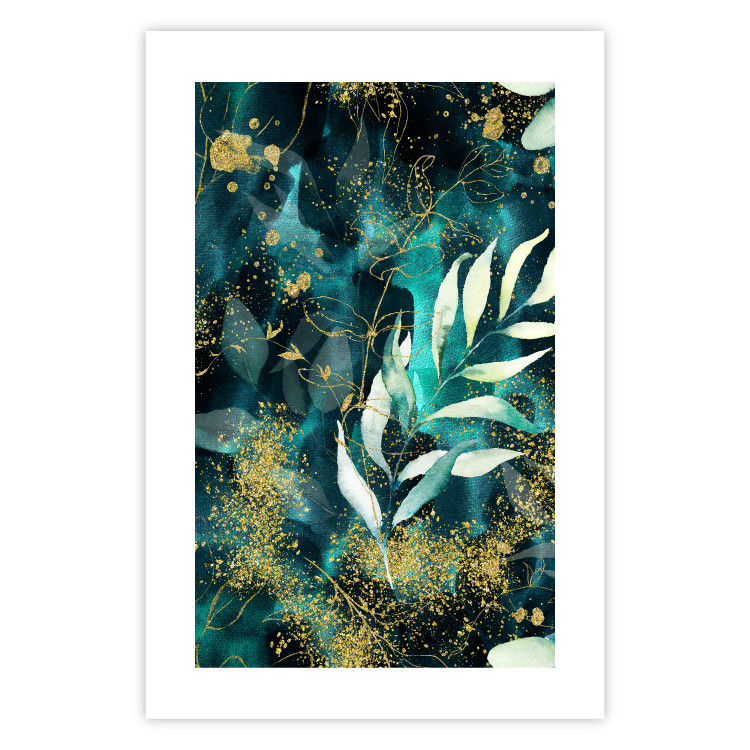 Wall Poster Starry Nature - green and golden plant abstraction in leaves 136049 additionalImage 16