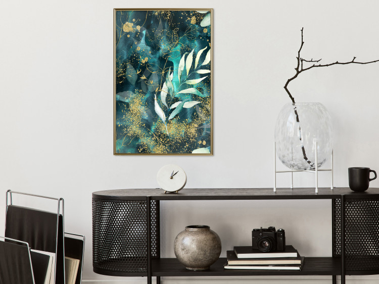 Wall Poster Starry Nature - green and golden plant abstraction in leaves 136049 additionalImage 10