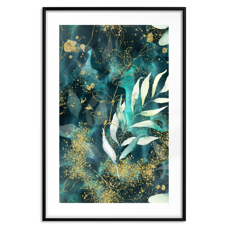Wall Poster Starry Nature - green and golden plant abstraction in leaves 136049 additionalImage 25