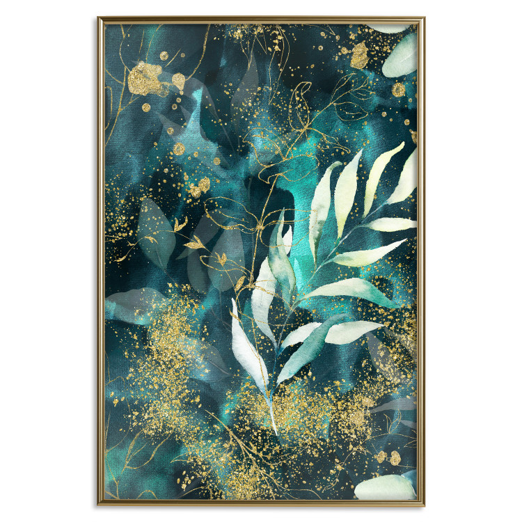 Wall Poster Starry Nature - green and golden plant abstraction in leaves 136049 additionalImage 24