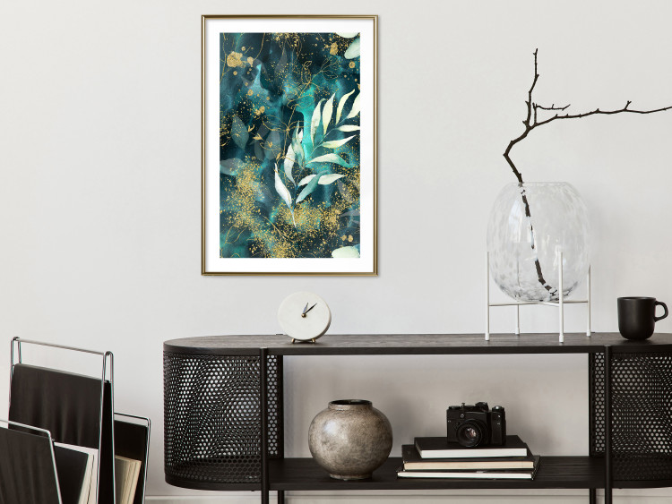 Wall Poster Starry Nature - green and golden plant abstraction in leaves 136049 additionalImage 11