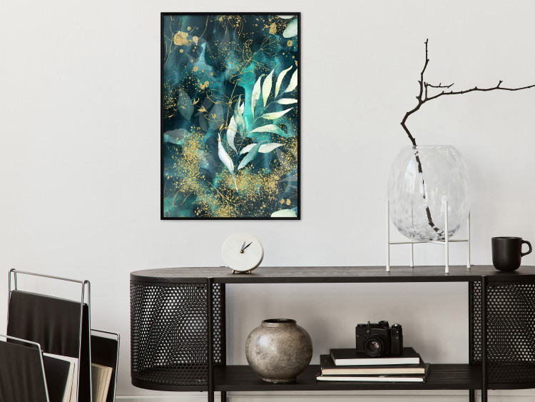 Wall Poster Starry Nature - green and golden plant abstraction in leaves 136049 additionalImage 11