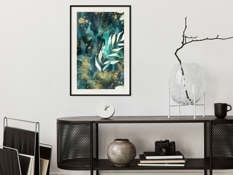 Wall Poster Starry Nature - green and golden plant abstraction in leaves 136049 additionalImage 20