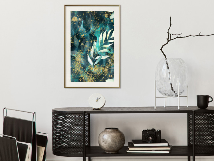 Wall Poster Starry Nature - green and golden plant abstraction in leaves 136049 additionalImage 14