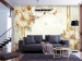 Wall Mural Flowers decorated with pearls - abstract collage with crystals and gold 138049