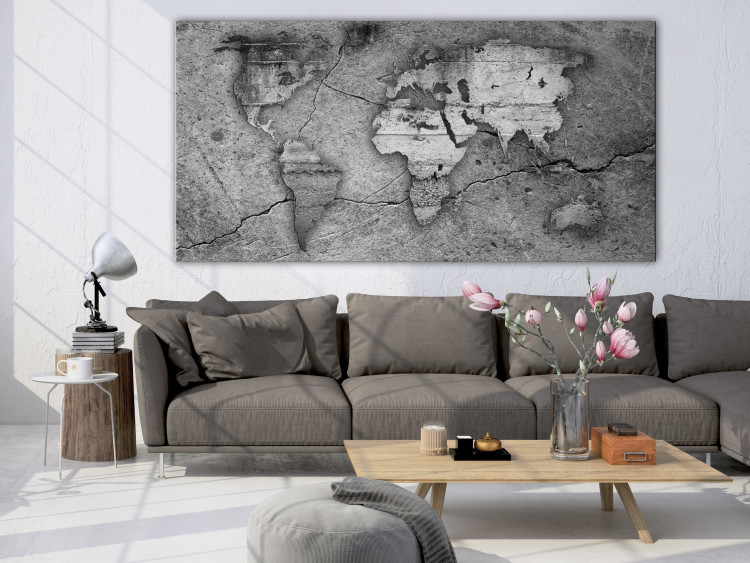 Canvas Raw World (1-piece) Wide - world map on concrete texture 142349 additionalImage 3