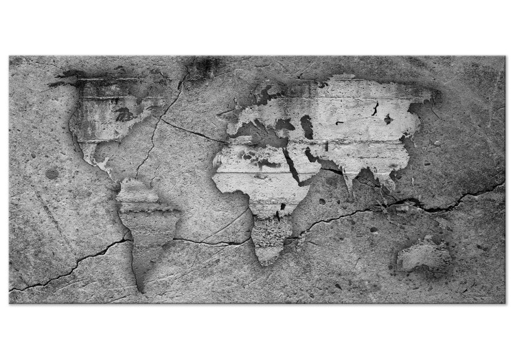 Canvas Raw World (1-piece) Wide - world map on concrete texture 142349