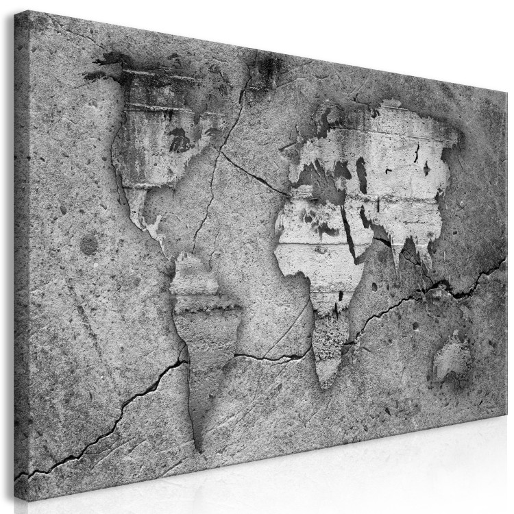 Canvas Raw World (1-piece) Wide - world map on concrete texture 142349 additionalImage 2