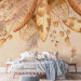 Wall Mural Down and leaves in beige - feather and dried leaves motif in vintage style 143849 additionalThumb 2